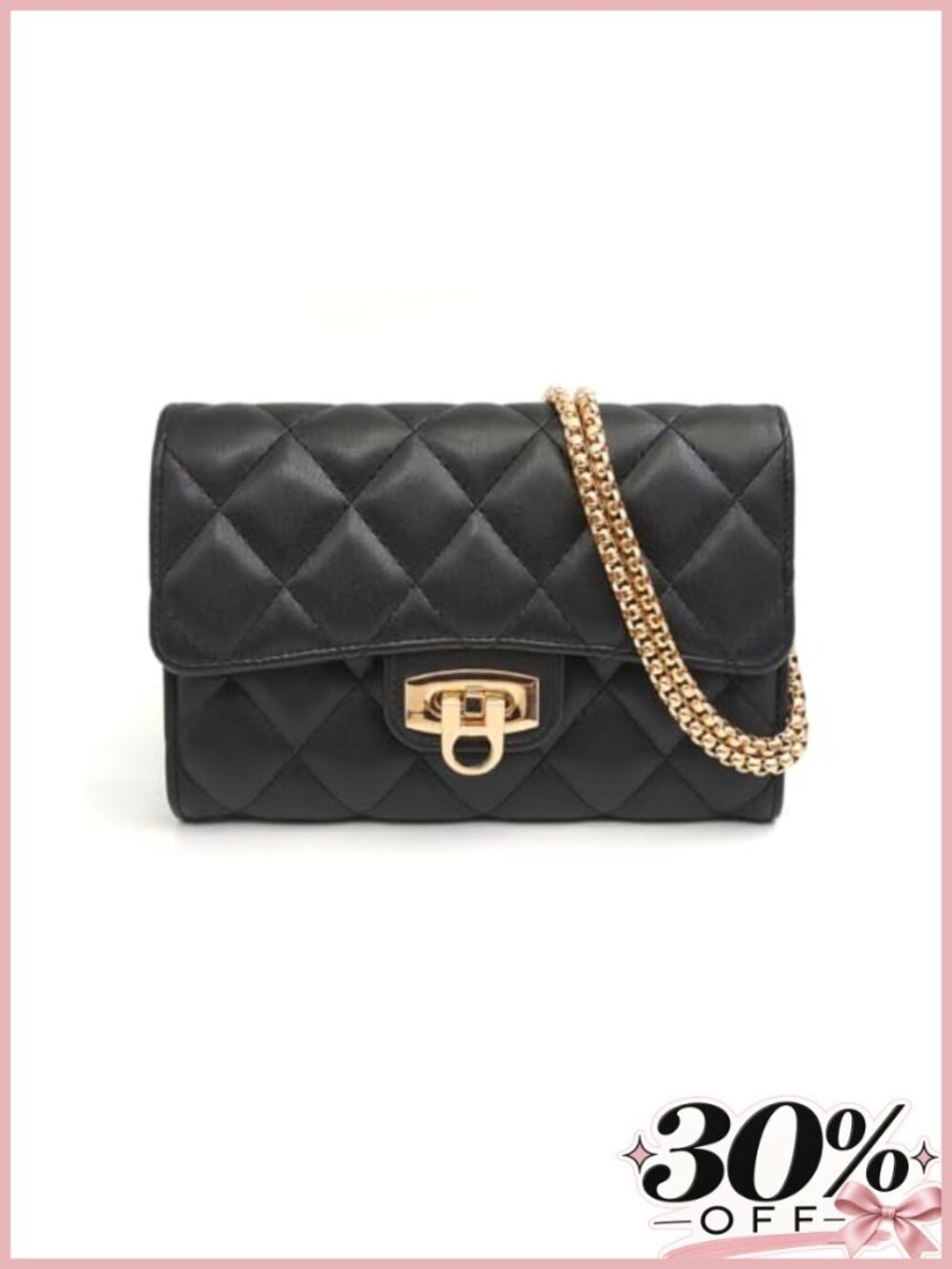 Quilted PU Leather Clutch Crossbody Shoulder Bag Vegan Mini Purse
